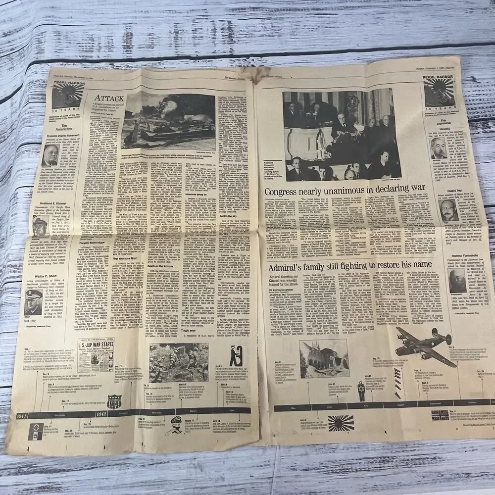 Vintage Akron Beacon Journal Newspaper Dec 1 1991/Dec 7 1941 Pearl Harbor Infamy
